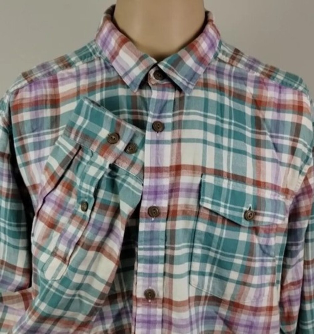 Patagonia Mens Multicolor Plaid Button Up Long Sleeve Casual Shirt Size Large